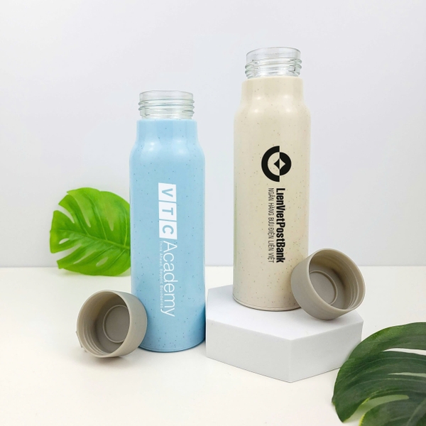 Sỉ In Logo Bình Lõi Thuỷ Tinh Lúa Mạch 350ML