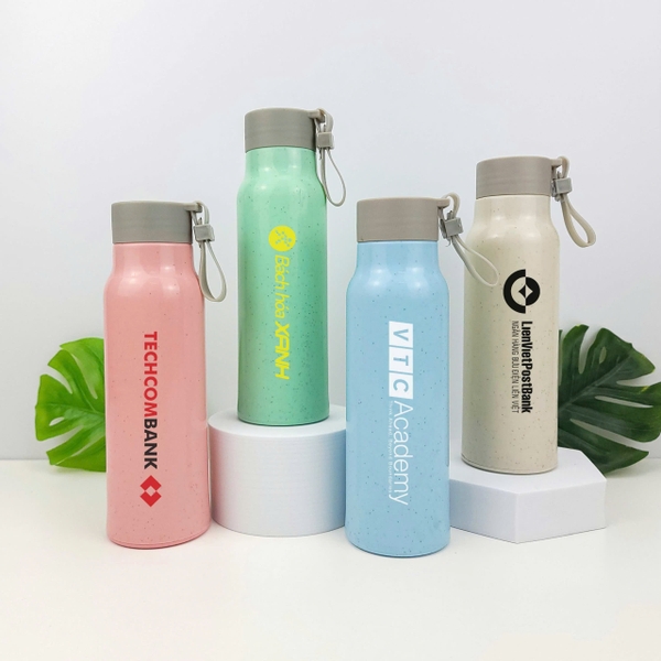 Sỉ In Logo Bình Lõi Thuỷ Tinh Lúa Mạch 350ML