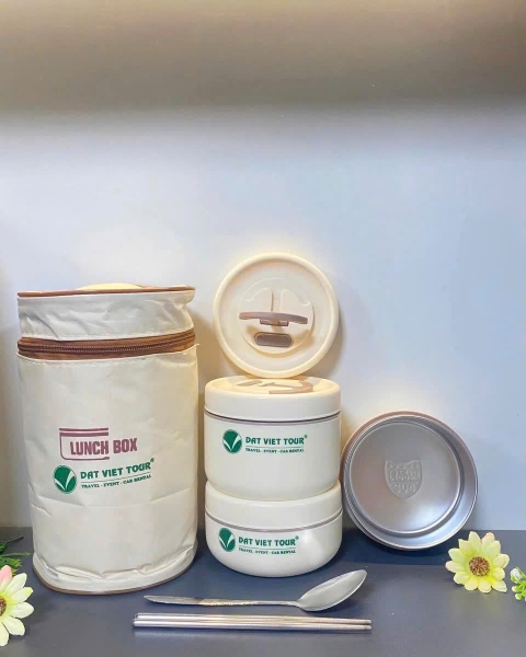 Sỉ In Logo Hộp Cơm Giữ Nhiệt 3 ngăn tầng kèm túi đựng
