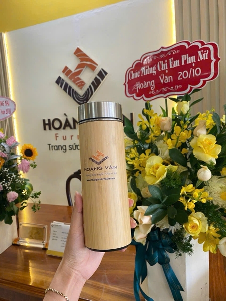 Sỉ In Tên Khắc Logo Bình Tre Giữ Nhiệt 450ML