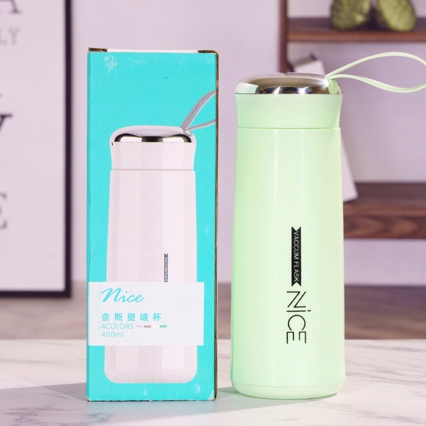 Sỉ In Logo Bình Thủy Tinh Bọc Nhựa 400ML