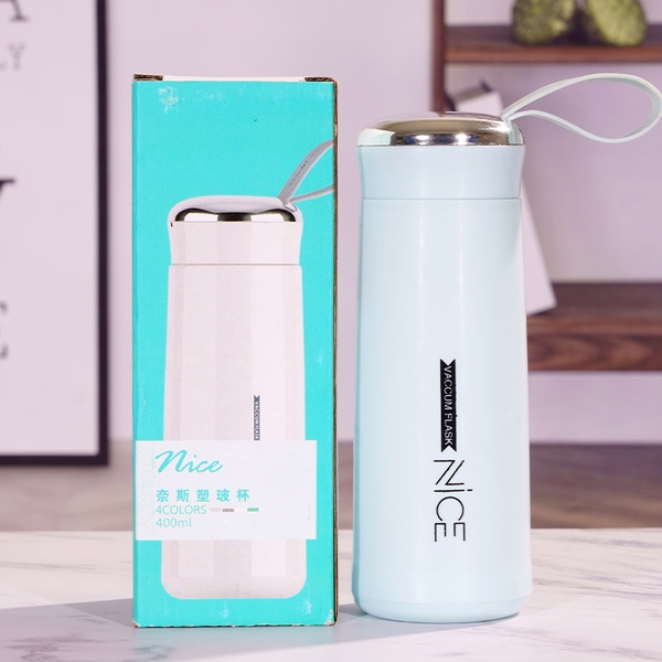Sỉ In Logo Bình Thủy Tinh Bọc Nhựa 400ML