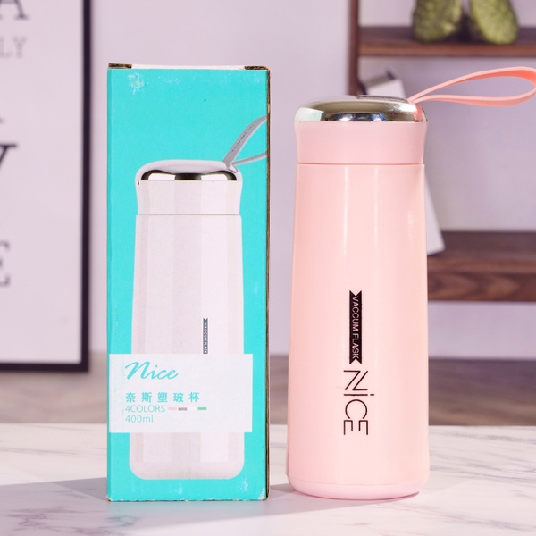 Sỉ In Logo Bình Thủy Tinh Bọc Nhựa 400ML