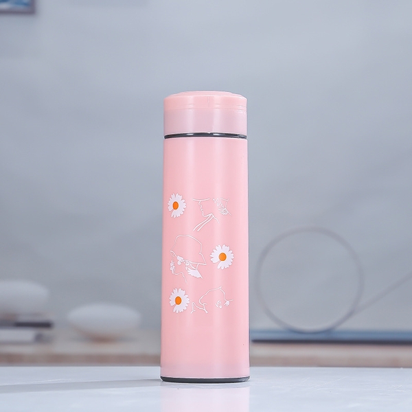 Sỉ In Logo Bình THỦY TINH 400ml hoa cúc pastel