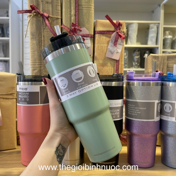 y Giữ Nhiệt TYESO Kèm Ống Hút 30Oz/890m