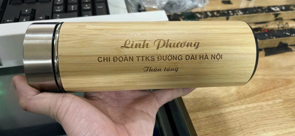 Sỉ In Khắc Logo Bình Tre Giữ Nhiệt 450ML