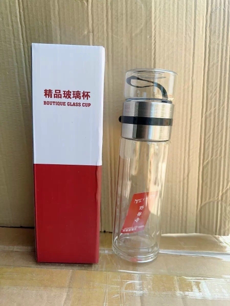 Sỉ In Logo Khắc Logo Bình Thủy Tinh 2 Lớp Lọc Trà 400ML