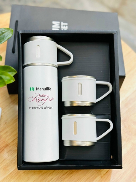 Sỉ In Logo Khắc Logo Set Hộp Bình Giữ Nhiệt 500ML