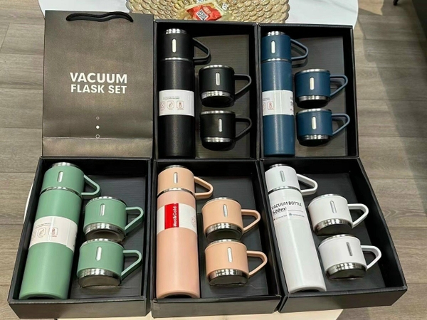 Sỉ In Logo Khắc Logo Set Hộp Bình Giữ Nhiệt 500ML