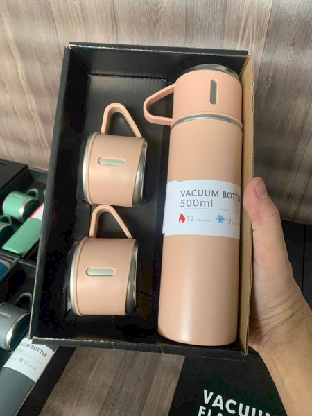 Sỉ In Logo Khắc Logo Set Hộp Bình Giữ Nhiệt 500ML