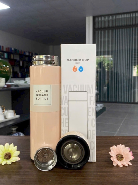 Sỉ In Khắc Logo Bình Giữ Nhiệt Nắp Gỗ 450ML