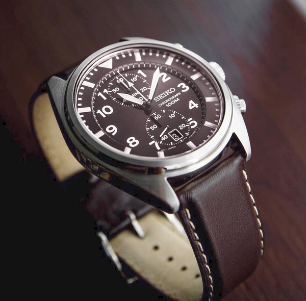 Đồng hồ nam SEIKO SNN241 dây da nâu Stainless Steel Watch with Brown  Leather Band 42mm chống nước – MEXITRUM