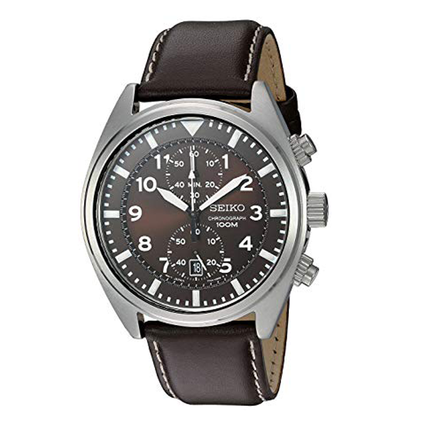 Top 44+ imagen seiko men’s snn241 stainless steel watch with brown leather band