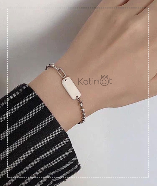 Lắc tay bạc kết hợp thanh bạc và mắc xích
