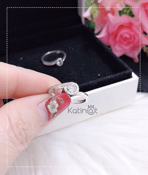 Nhẫn bạc kiểu hột 1 hàng