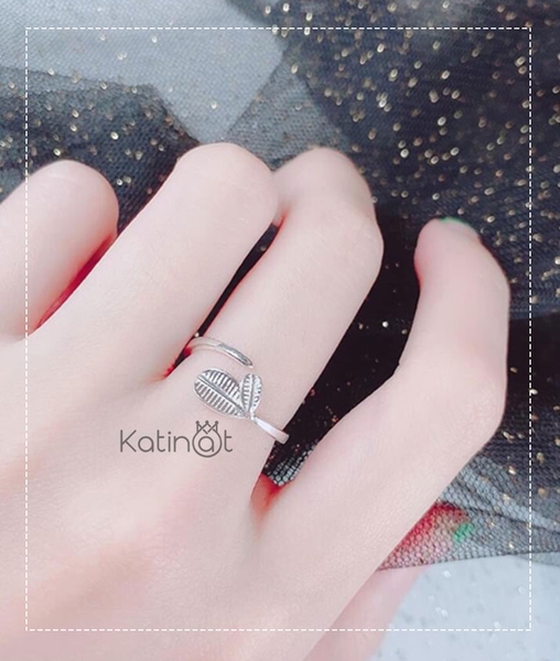 Nhẫn bạc chiếc lá đôi