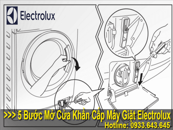 Các bước mở cửa khẩn cấp máy giặt electrolux