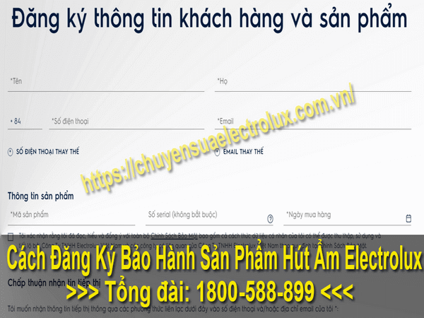 Cách đăng ký bảo hành máy hút ẩm electrolux