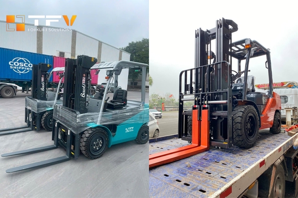 Thuê xe nâng kèm ắc quy pin Lithium