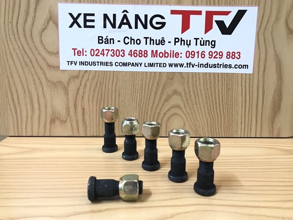 Bu lông tắc kê, model: 43812-23320-71, loại có ren, đường kính ngoài thân 23 mm, phụ tùng xe nâng, chất liệu thép, hàng mới 100%