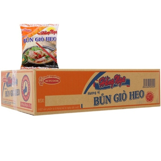Thùng 30 gói Bún giò heo Hằng Nga 75g