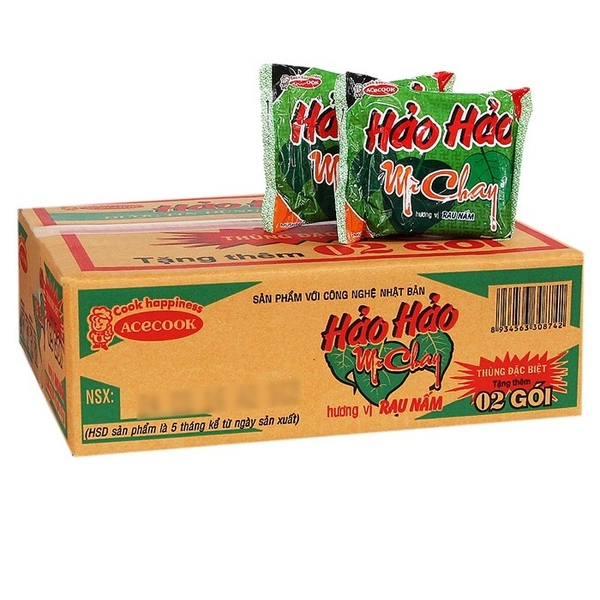 Thùng 30 gói Mì Hảo Hảo chay rau nấm Acecook 74g