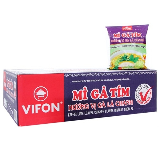 Thùng 30 gói Mì gà tím ăn liền chua cay Vifon 75g