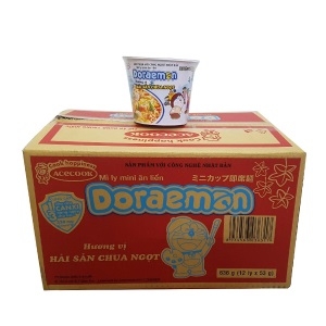 Thùng 12 ly Mì mini Doraemon hàu sữa phô mai 48g