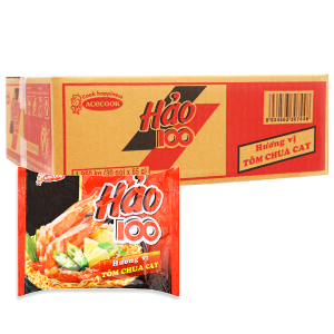 Thùng 30 gói mì Hảo 100 hương vị tôm chua cay 65g
