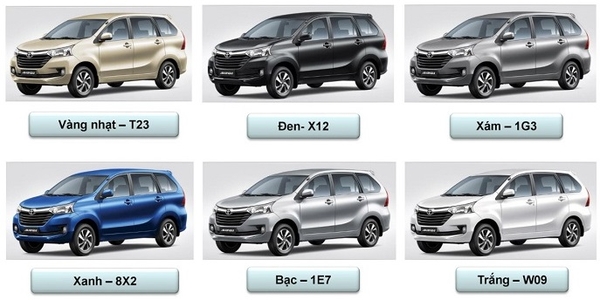 bảng màu xe avanza 2018