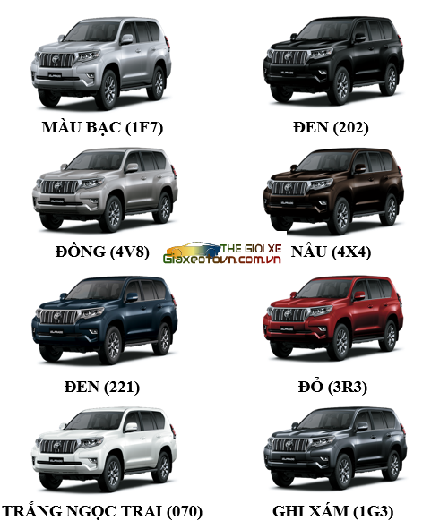 bảng màu xe toyota land cruiser prado vx 2019
