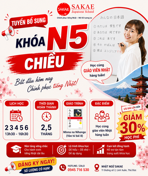 KHÓA TIẾNG NHẬT N5 TRỊ MẤT GỐC