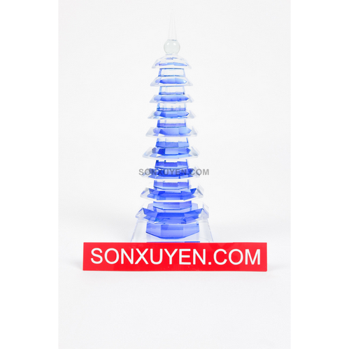 Tháp Văn Xương màu xanh dương 9 tầng cao 19 cm rộng  6 cm