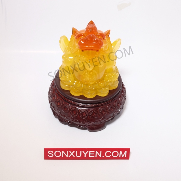 Tỳ hưu đá vàng phong thủy đế quay rộng 13 cm ,cao 17,5 cm. mã SP000266