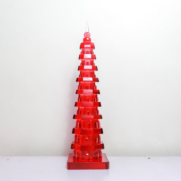 Tháp Văn Xương 9 tầng màu đỏ cao 39 cm, đế 10x10 cm