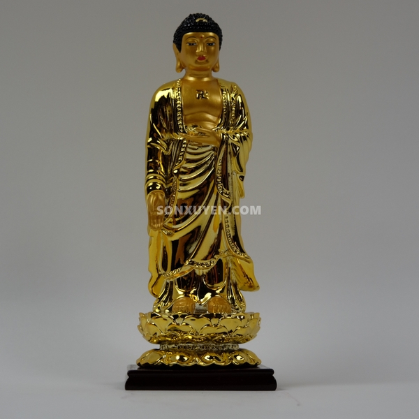 Phật A Di Đà  đứng mạ vàng cao 21 cm rộng 8 cm