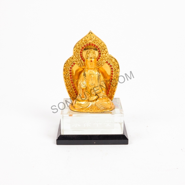 Phật bà mạ vàng ngồi kệ kính cao 11, rộng  7,5