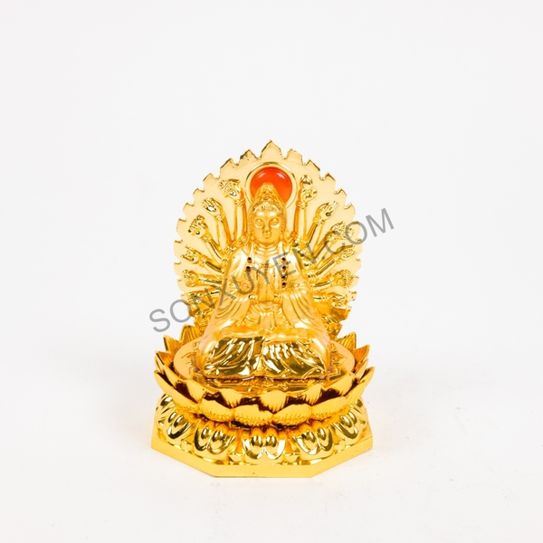 Phật bà mạ vàng nghìn tay ngồi trên đài hoa sen C 10, R 8