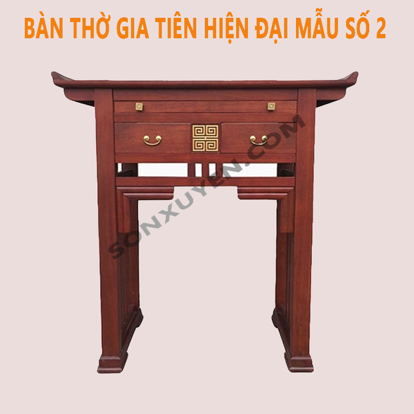 Bàn thờ gỗ hương có chân, đơn giản, hiện đại , mẫu số 2. KT 107x61x127