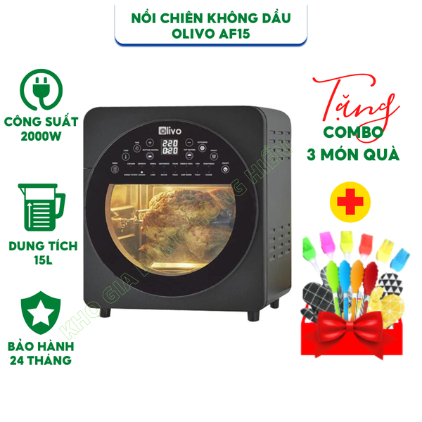 Nồi Chiên Không Dầu OLIVO AF15 Dung Tích 15L Thương Hiệu Mỹ (Quà tặng hấp dẫn)- Hàng Chính Hãng