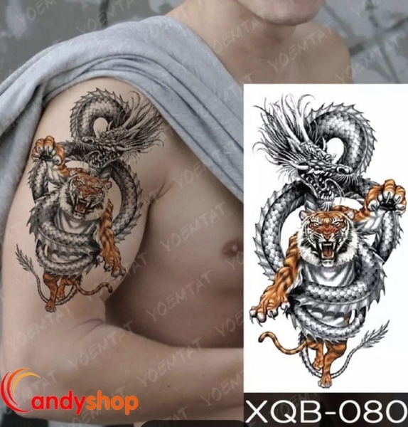 Hình Xăm dán tattoo Rồng cọp XQB080  Candyshop88