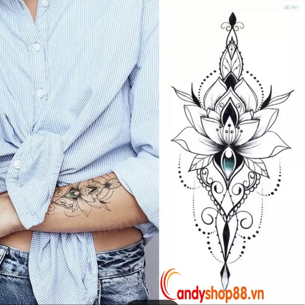 Hình xăm dán tattoo hoa đẹp - Candyshop88