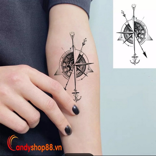 Hình xăm dán tattoo mũi tên XQB23 cá tính có hàng tại Candyshop88