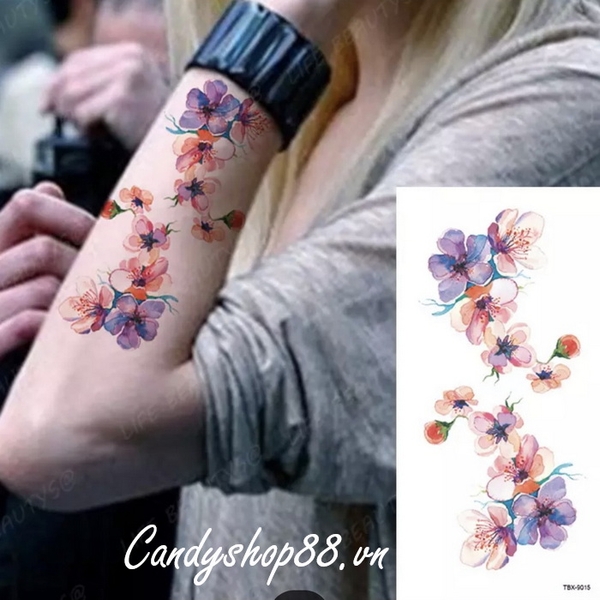 Hình xăm dán tattoo hoa TBX9029 có hàng tại Candyshop88