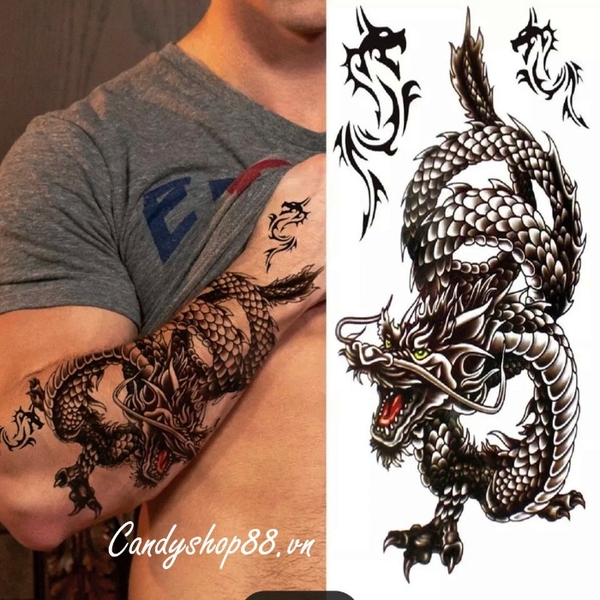 Giảm giá Hình xăm dán kín lưng cá chép hóa rồng leo tattoo  BeeCost