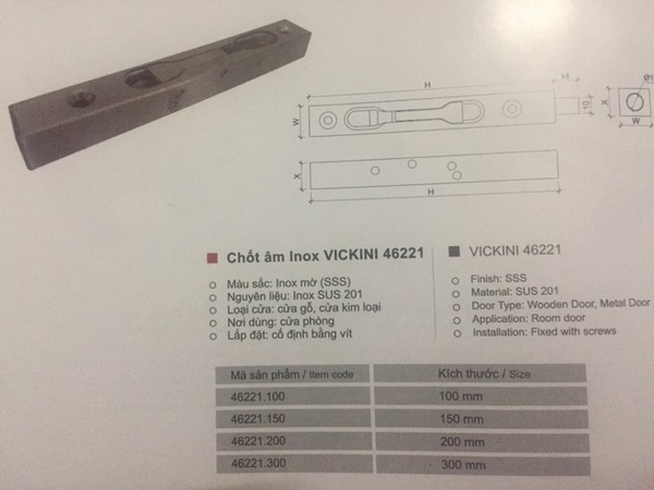 Chốt âm inox Vickini 46221