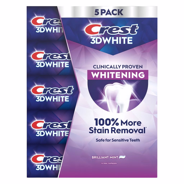 Lốc 5 tuýp kem đánh răng Crest 3D White Brilliant Mint Whitening 147g của Mỹ