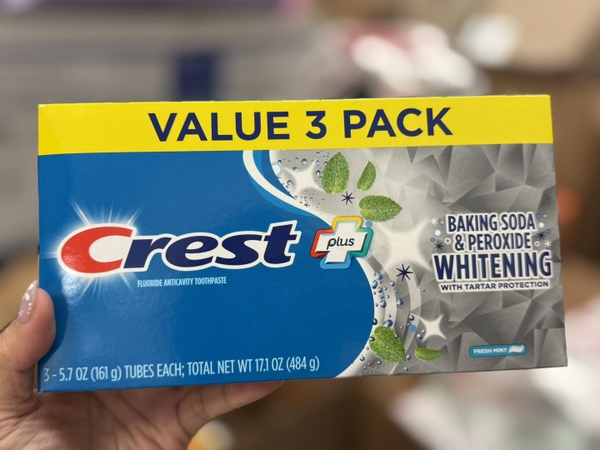 Kem đánh răng Crest Cavity & Tartar Protection Baking Soda & Peroxide Toothpaste - 161gr x 3 tuýp.