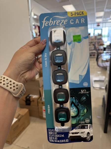 Kẹp nước hoa khử mùi xe hơi Febreze Car, set 5 cái x2ml (Linen & Sky, Fresh)