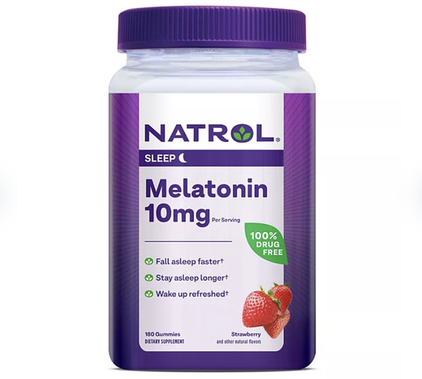 Kẹo dẻo hỗ trợ giấc ngủ ngon Natrol Melatonin 10mg Sleep Gummies (hương dâu) 180 viên